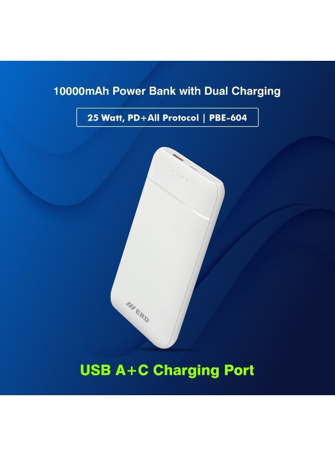 ERD بنك طاقة ERD بسعة 10000 مللي أمبير 25 واط للشحن السريع - أبيض | بطارية خارجية محمولة - Image 1