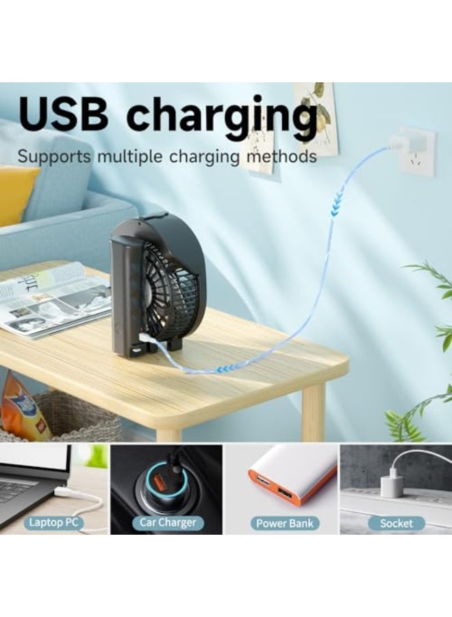 HandFan Hand Held Fan Misting Handheld Rechargeable Fans Battery Operated Portable 3 Speeds & 55ml Spray &180°Foldable With Metal Clip USB Personal Water Fan For Travel Camping Outdoor Women  - Image 3