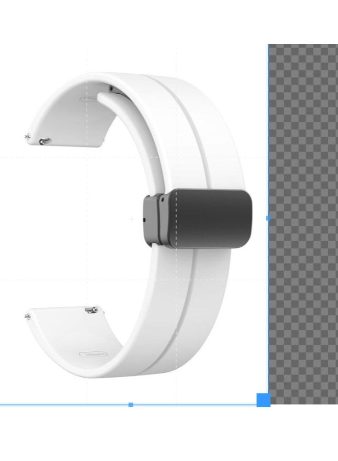 ELTRAZONE Magnetic Silicone Watch Band Strap – Quick Release Soft Sport Strap for Men & Women – Skin-Friendly, Sweat-Resistant Band with Magnetic Folding Clasp – Compatible with 16mm, 18mm, 19mm, 20mm, 22mm Watches – Ideal for Daily & Sports Wear white