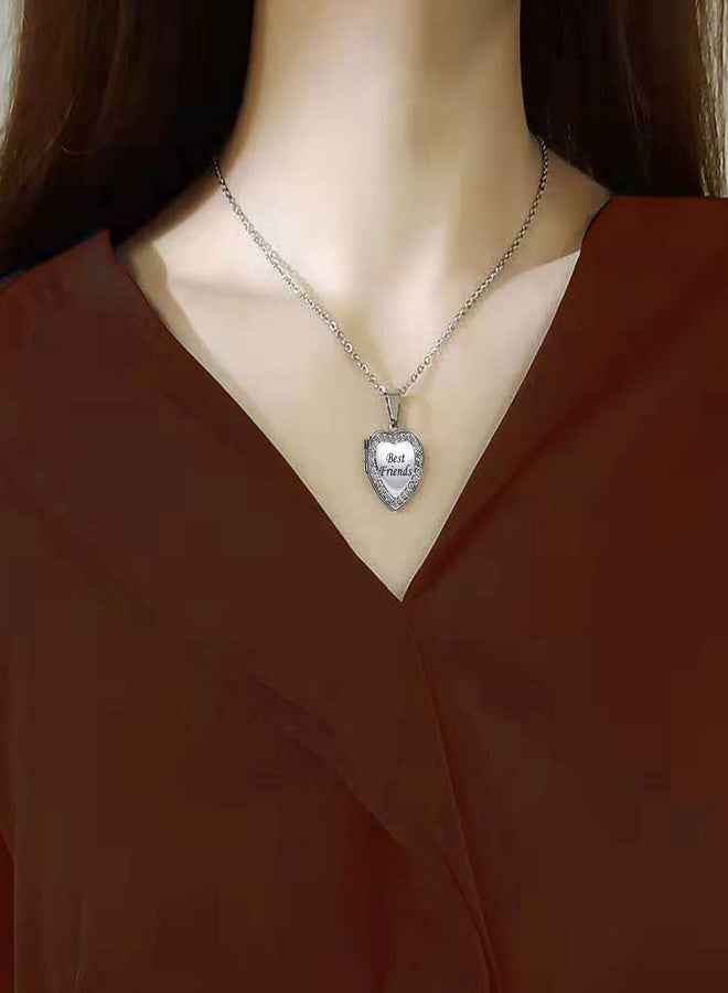 KunBead Best Friend Silver Heart Photo Locket Memorial Custom Personalised Necklace with Picture inside-Stainless Steel for Women - Image 4