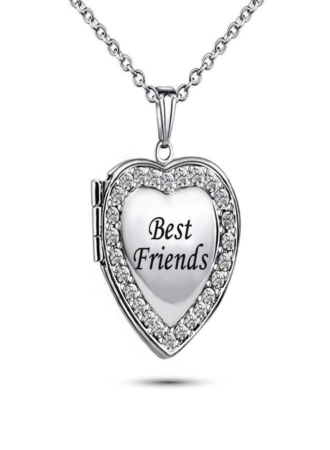 KunBead Best Friend Silver Heart Photo Locket Memorial Custom Personalised Necklace with Picture inside-Stainless Steel for Women - Image 1