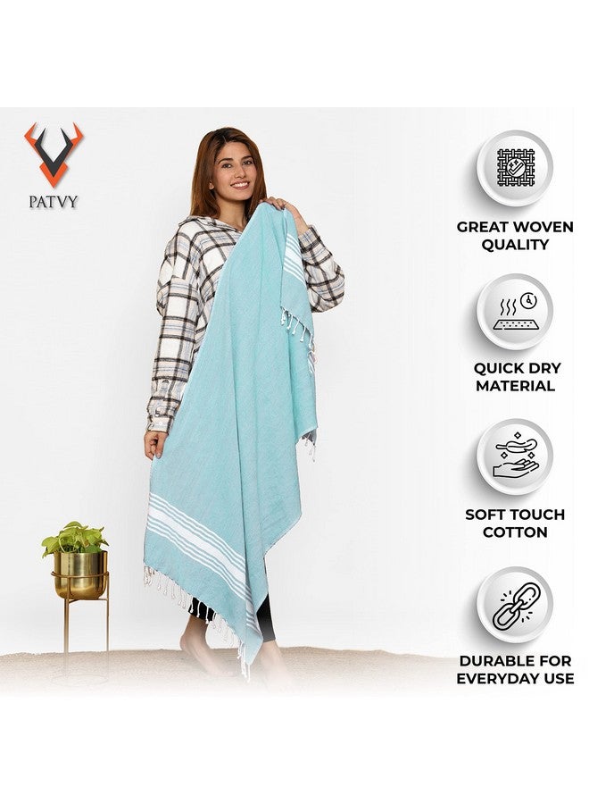 PATVY Bath Towels| Light Weight Turkish Style Bath Towels for Men Large Size Cotton|75 x 150cm Quick Absorption &Faster Drying Bath Towel for Women| 100% Cotton (Pack of 1, Water Green) - Image 2
