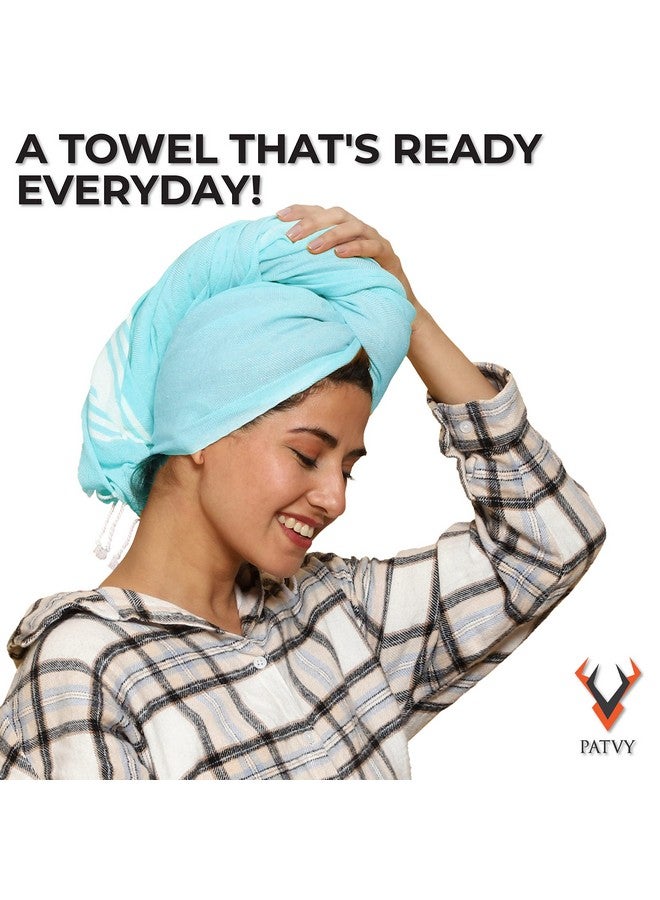 PATVY Bath Towels| Light Weight Turkish Style Bath Towels for Men Large Size Cotton|75 x 150cm Quick Absorption &Faster Drying Bath Towel for Women| 100% Cotton (Pack of 1, Water Green) - Image 5