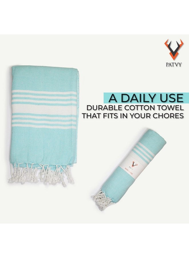 PATVY Bath Towels| Light Weight Turkish Style Bath Towels for Men Large Size Cotton|75 x 150cm Quick Absorption &Faster Drying Bath Towel for Women| 100% Cotton (Pack of 1, Water Green) - Image 4