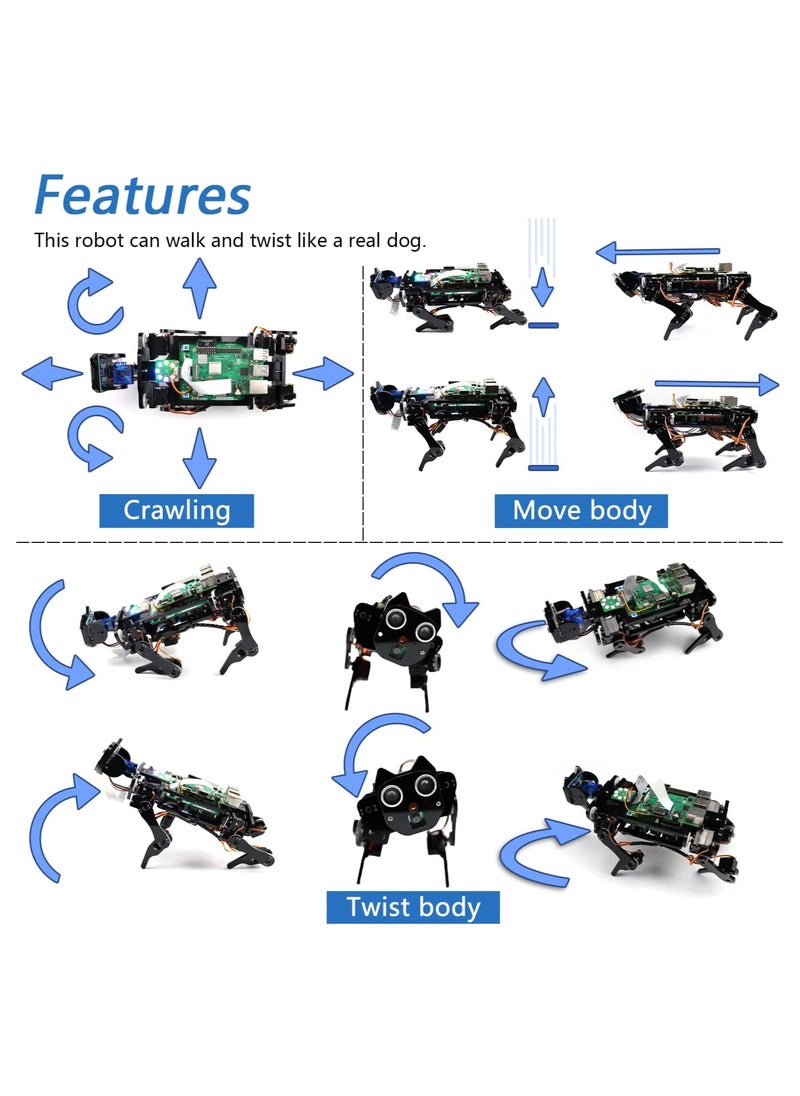 FREENOVE FREENOVE Robot Dog Kit for Raspberry Pi 4 B 3 B+ B A+, Walking, Self Balancing, Ball Tracing, Face Recognition, Ultrasonic Ranging, Camera Servo (Raspberry Pi NOT Included)  - Image 4