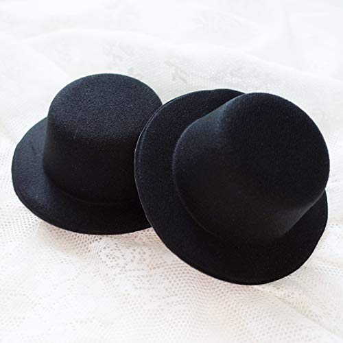 FOIBURELY 6 pcs 3.35" W Black Mini Formal Hats Miniature Hats for DIY Crafts Hair Accessories Decorate - Image 3