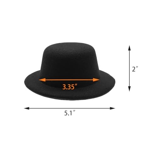 FOIBURELY 6 pcs 3.35" W Black Mini Formal Hats Miniature Hats for DIY Crafts Hair Accessories Decorate - Image 2
