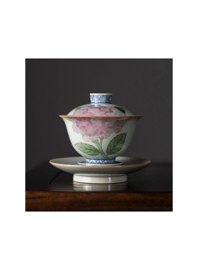 1-Piece Chinese Old Porcelain Blue and White Bowl Tea Set,Chinese Tea Bowl with Cover and Tray,Chinese Traditional Handicraft Ceramic Tea Set  - Image 2