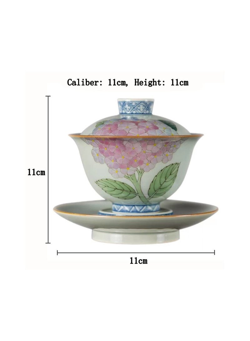 1-Piece Chinese Old Porcelain Blue and White Bowl Tea Set,Chinese Tea Bowl with Cover and Tray,Chinese Traditional Handicraft Ceramic Tea Set  - Image 5