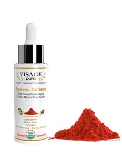 Visage Pure Ageless Defense Cellular Restorative Astaxanthin Face Serum By Visage Pureastaxanthin And Resveratrol Antiaging Serum. Protects The Skin From Agingorganicphysician Formulatedresearch Supported  - Image 1