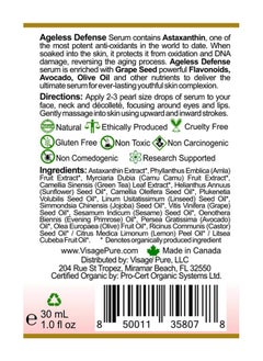 Visage Pure Ageless Defense Cellular Restorative Astaxanthin Face Serum By Visage Pureastaxanthin And Resveratrol Antiaging Serum. Protects The Skin From Agingorganicphysician Formulatedresearch Supported  - Image 4