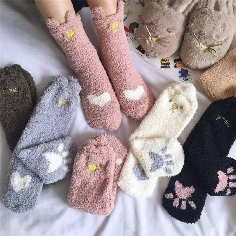 【A Generation Of Hair】 In The Tube Super Cute Socks Ins Sweet All-Match Winter Thickened Home Warm Socks - Image 2