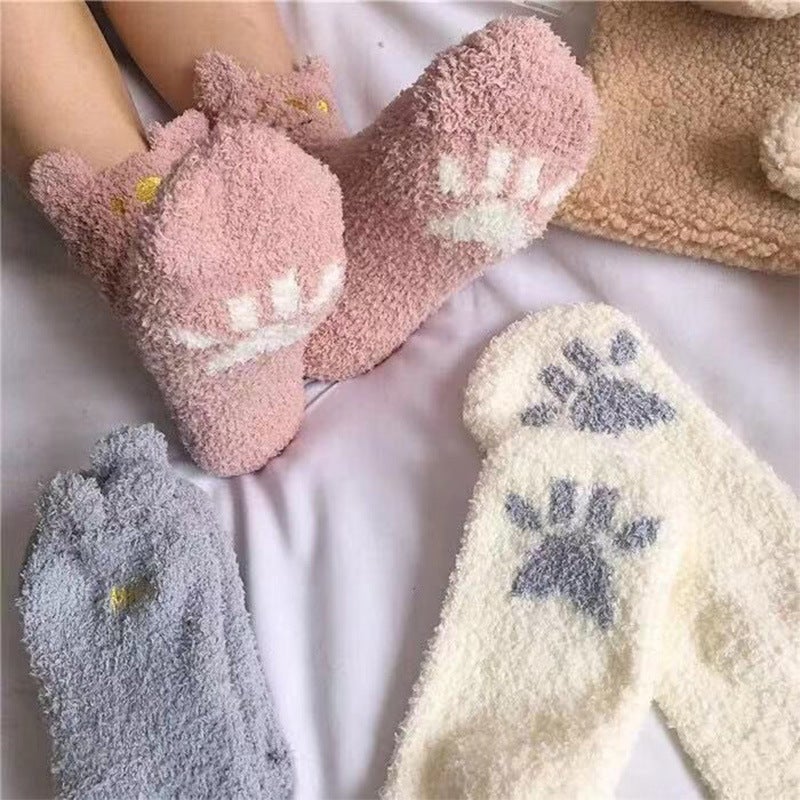 【A Generation Of Hair】 In The Tube Super Cute Socks Ins Sweet All-Match Winter Thickened Home Warm Socks - Image 5