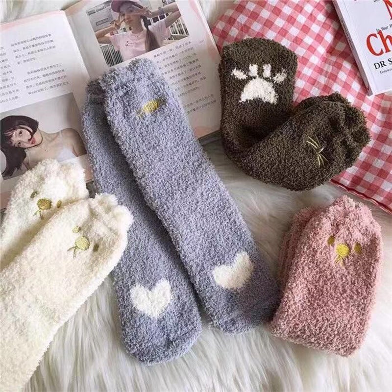 【A Generation Of Hair】 In The Tube Super Cute Socks Ins Sweet All-Match Winter Thickened Home Warm Socks - Image 4