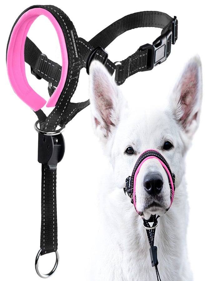GoodBoy Dog Head Halter with Safety Strap - Stops Heavy Pulling On The Leash - Padded Headcollar for Small Medium and Large Dog Sizes - Head Collar Training Guide Included (Size 4, Pink) - Image 1