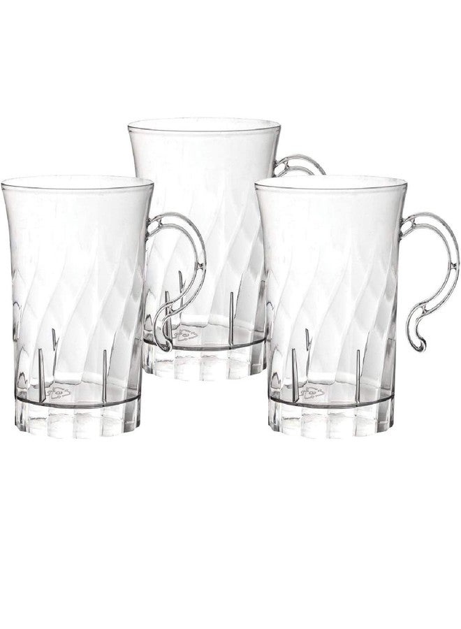 Party Essentials Hard Plastic 8 oz. Swirled Coffee/Tea/ Party Cups With Handle, Clear, 20 Count (N810-2) - Image 1