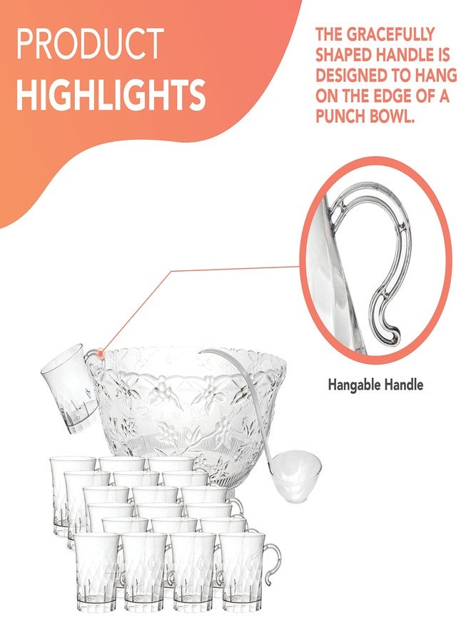 Party Essentials Hard Plastic 8 oz. Swirled Coffee/Tea/ Party Cups With Handle, Clear, 20 Count (N810-2) - Image 5