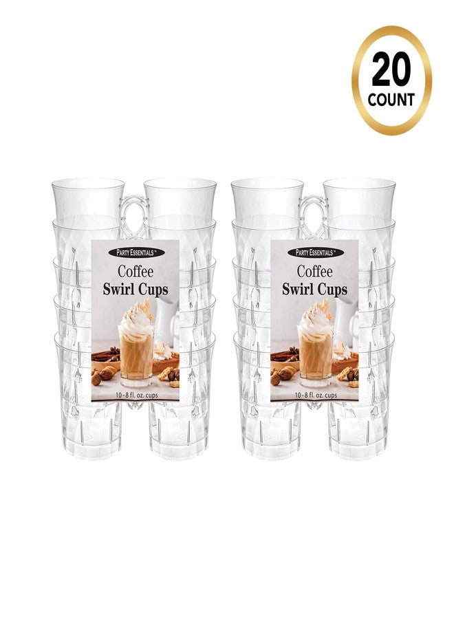 Party Essentials Hard Plastic 8 oz. Swirled Coffee/Tea/ Party Cups With Handle, Clear, 20 Count (N810-2) - Image 4