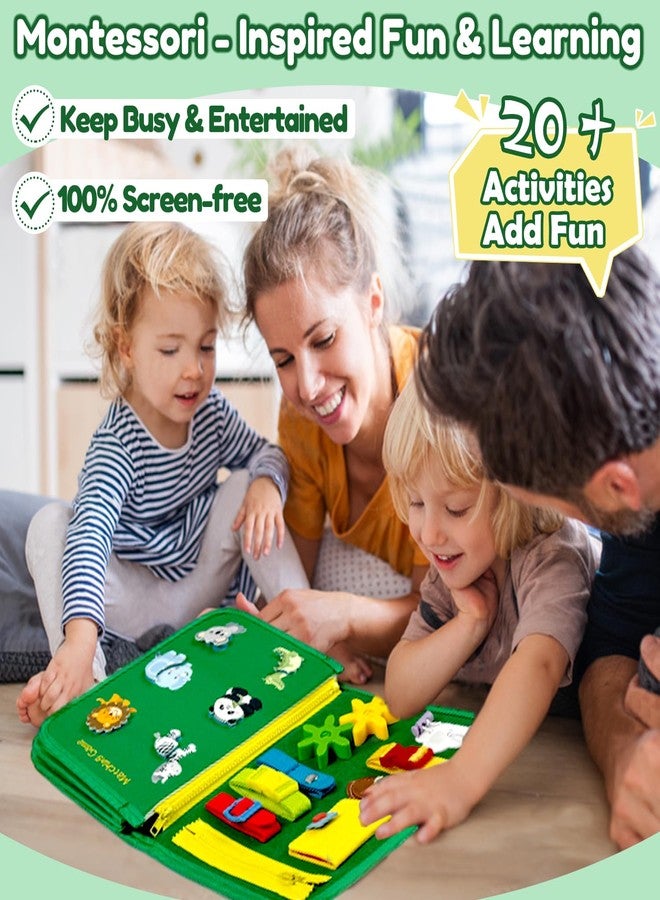 Qizfun Busy Board Montessori Toy for Toddlers, Educational Sensory Learning Toy for Fine Motor Skills, Preschool Travel Toy for Airplane & Car, Gifts for Boys and Girls - Image 2