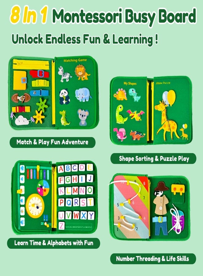Qizfun Busy Board Montessori Toy for Toddlers, Educational Sensory Learning Toy for Fine Motor Skills, Preschool Travel Toy for Airplane & Car, Gifts for Boys and Girls - Image 3