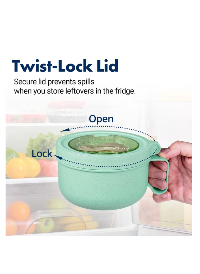 SYOSI - Microwave Soup Mugs with Lids, Microwave Safe Mug for Ramen Noodles, Soup, Beverages, 28.74 Ounces, Mint, Green - Image 1