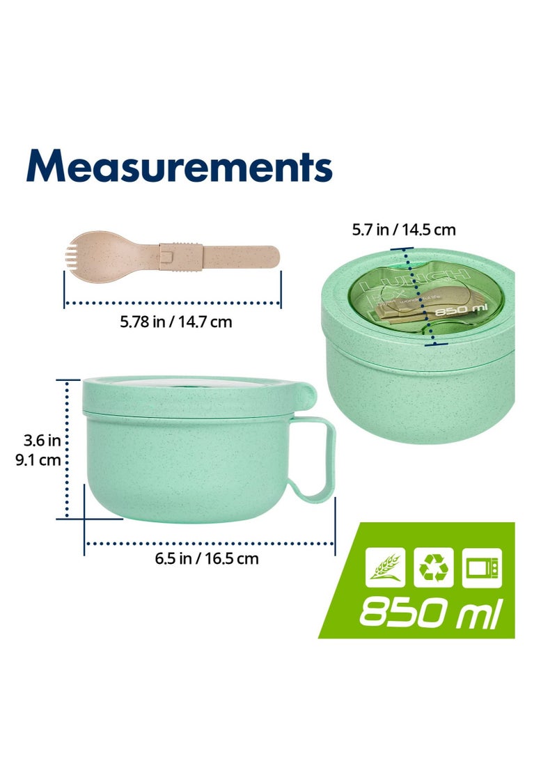SYOSI - Microwave Soup Mugs with Lids, Microwave Safe Mug for Ramen Noodles, Soup, Beverages, 28.74 Ounces, Mint, Green - Image 1