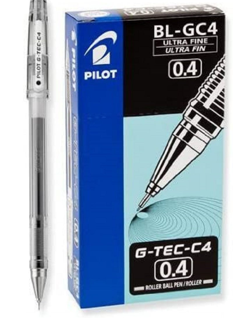 Pilot G-tec C4 Roller ball Pen 0.4mm 12 Pieces Black Micro Fine Point - Image 1