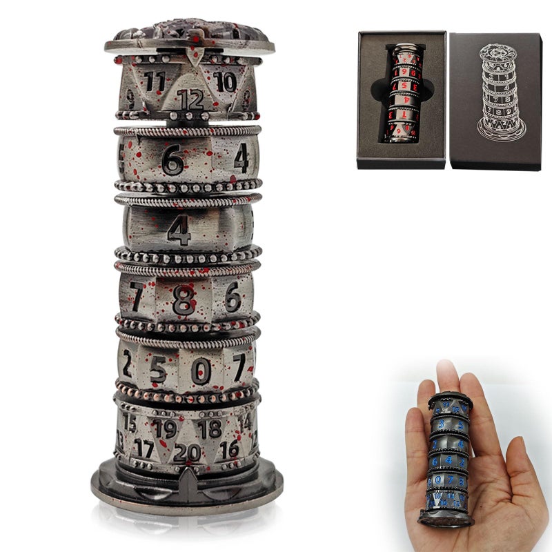 FLUEFOWL Dragonstone Keep Roulette Dice Spinner for DND Dice Set Dragon Metallic DD Dice with Gift Case for DND Game RPG Role Playing Table Game Gifts Bloodstain - Image 3
