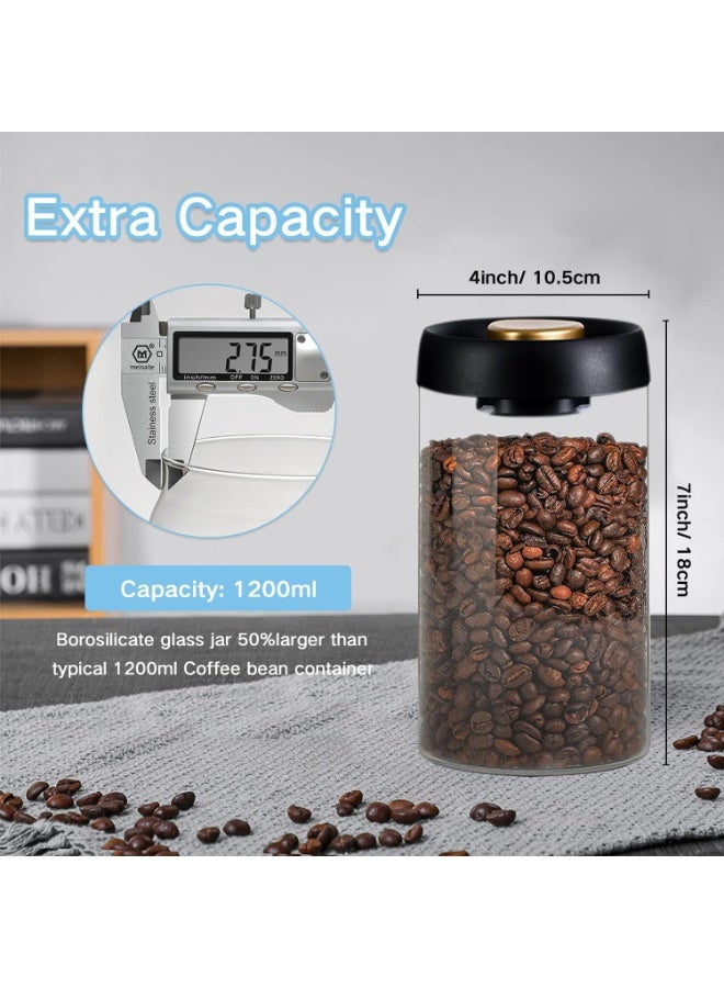 Peachjoy حاويات قهوة زجاجية بوروسيليكات مع أغطية محكمة الإغلاق - 1200 مل/40 أونصة لحفظ الطعام للقهوة، الشاي، السكر، الأرز - Image 4