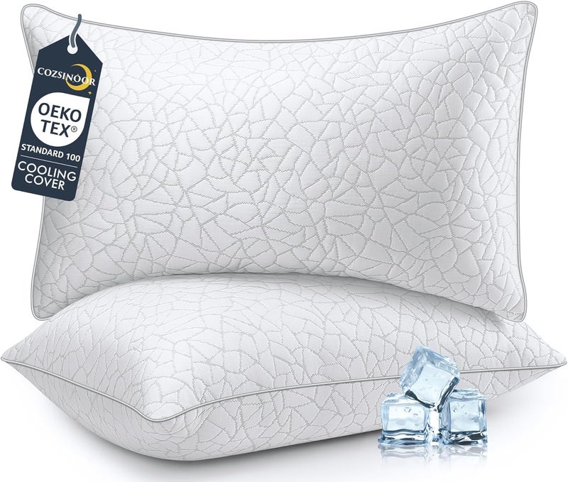 COZSINOOR Bed Pillows Queen Size - Cooling Breathable Premium Down Alternative Pillows Set of 2 for Side, Back, and Stomach Sleepers Hotel Quality Fluffy Soft Microfiber Fill Skin-Friendly - Image 1