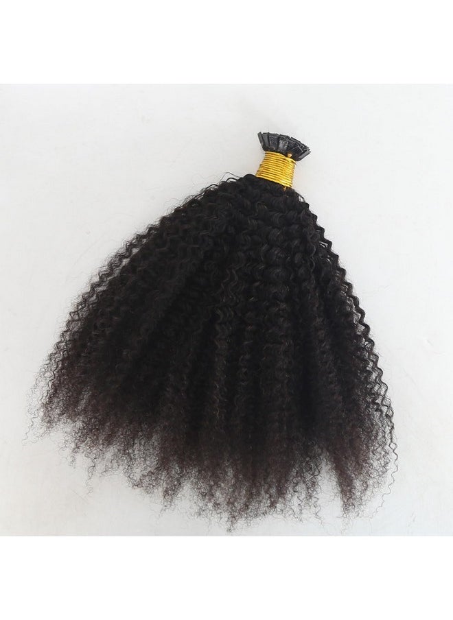 ZigZag Hair Afro Kinky Curly Flat Tip Human Hair Extensions 4B 4C Flat Tip Keratin Hair Extensions 100Strands Hair Extensions Fusion Human Hair Natural Color (4B 4C 18 Inch)  - Image 1