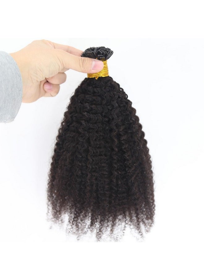 ZigZag Hair Afro Kinky Curly Flat Tip Human Hair Extensions 4B 4C Flat Tip Keratin Hair Extensions 100Strands Hair Extensions Fusion Human Hair Natural Color (4B 4C 18 Inch)  - Image 2