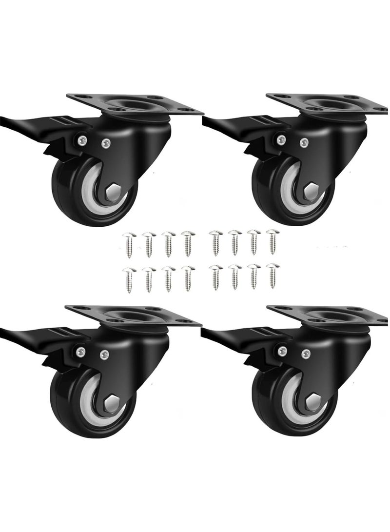 KUTONTECH 4 Pack Heavy Duty Black Swivel Castor Wheels with Rubber Wheels, Max Load 320kg/705lbs, Includes 16 Screws - Durable and Smooth Rolling for Easy Mobility. - Image 1