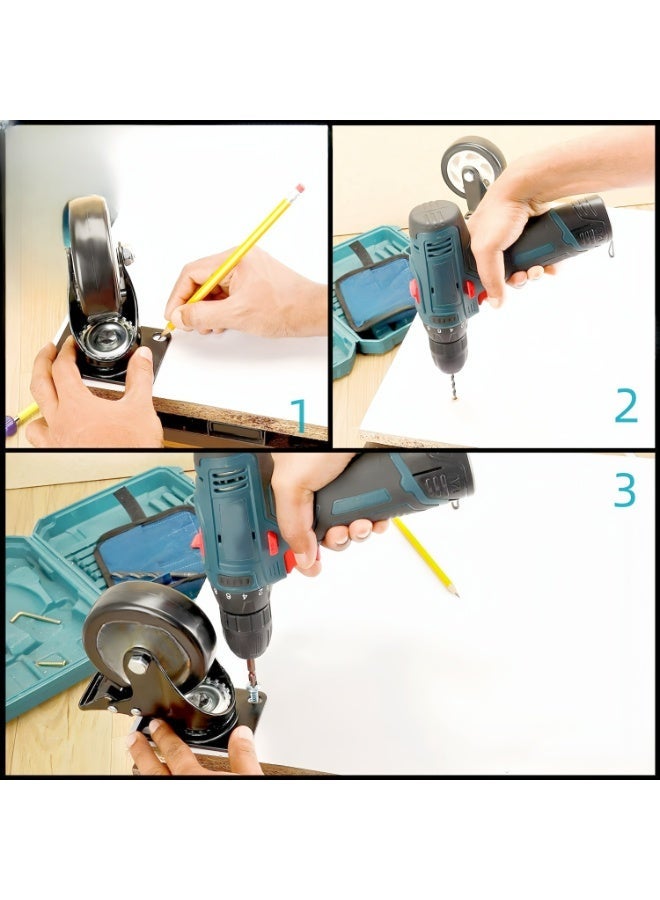 KUTONTECH 4 Pack Heavy Duty Black Swivel Castor Wheels with Rubber Wheels, Max Load 320kg/705lbs, Includes 16 Screws - Durable and Smooth Rolling for Easy Mobility. - Image 4