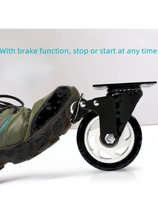 KUTONTECH 4 Pack Heavy Duty Black Swivel Castor Wheels with Rubber Wheels, Max Load 320kg/705lbs, Includes 16 Screws - Durable and Smooth Rolling for Easy Mobility. - Image 3