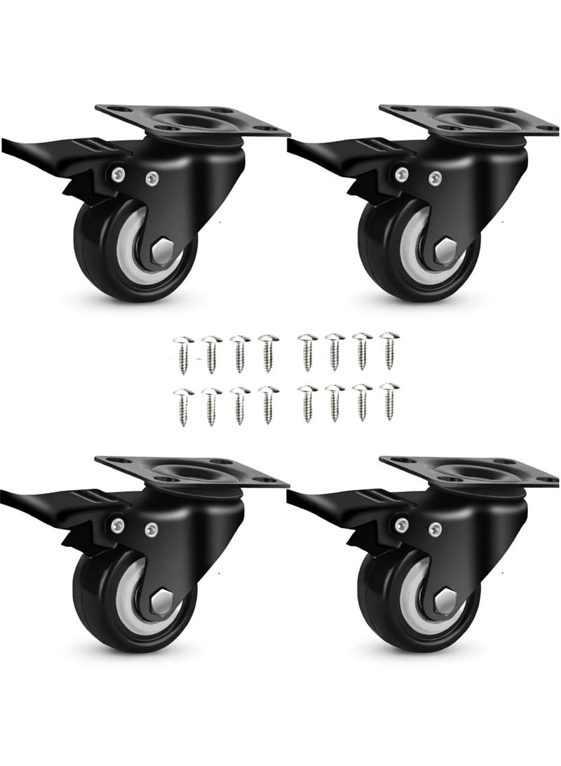 KUTONTECH 4 Pack Heavy Duty Black Swivel Castor Wheels with Rubber Wheels, Max Load 320kg/705lbs, Includes 16 Screws - Durable and Smooth Rolling for Easy Mobility. - Image 1