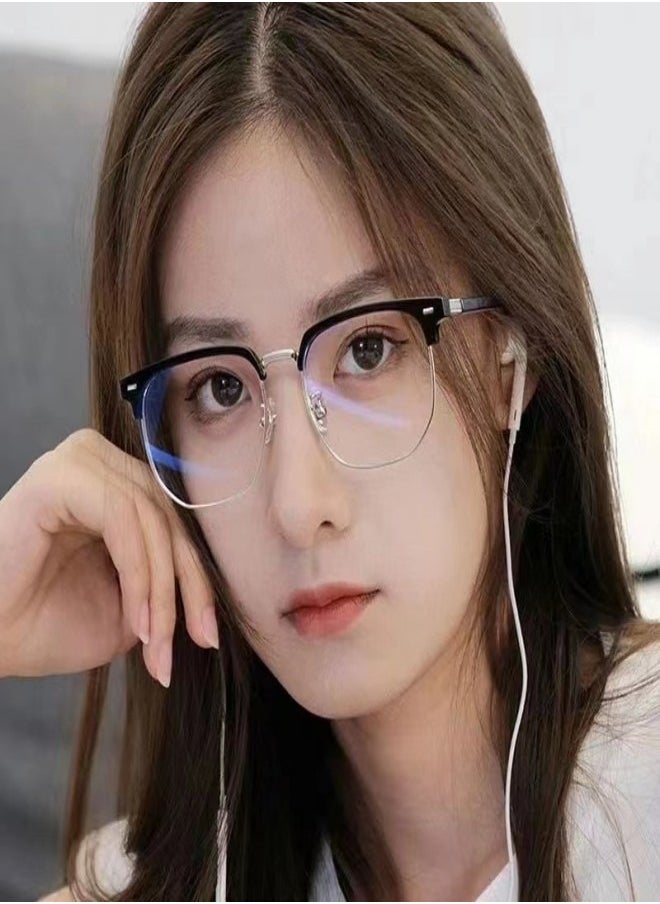 Coconut - Anti-blue light radiation half-frame literary casual myopia glasses are unisex. （Suitable for 250 degree myopia） - Image 1