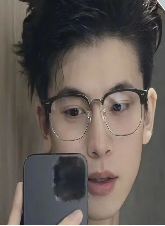 Coconut - Anti-blue light radiation half-frame literary casual myopia glasses are unisex. （Suitable for 250 degree myopia） - Image 1