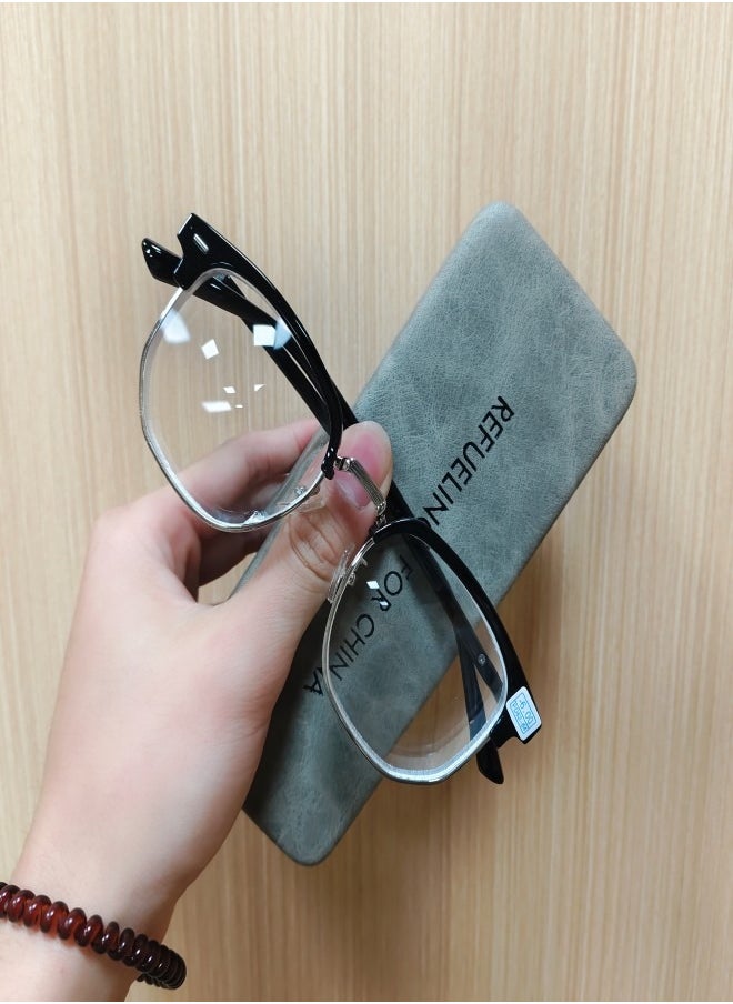 Coconut - Anti-blue light radiation half-frame literary casual myopia glasses are unisex. （Suitable for 250 degree myopia） - Image 1