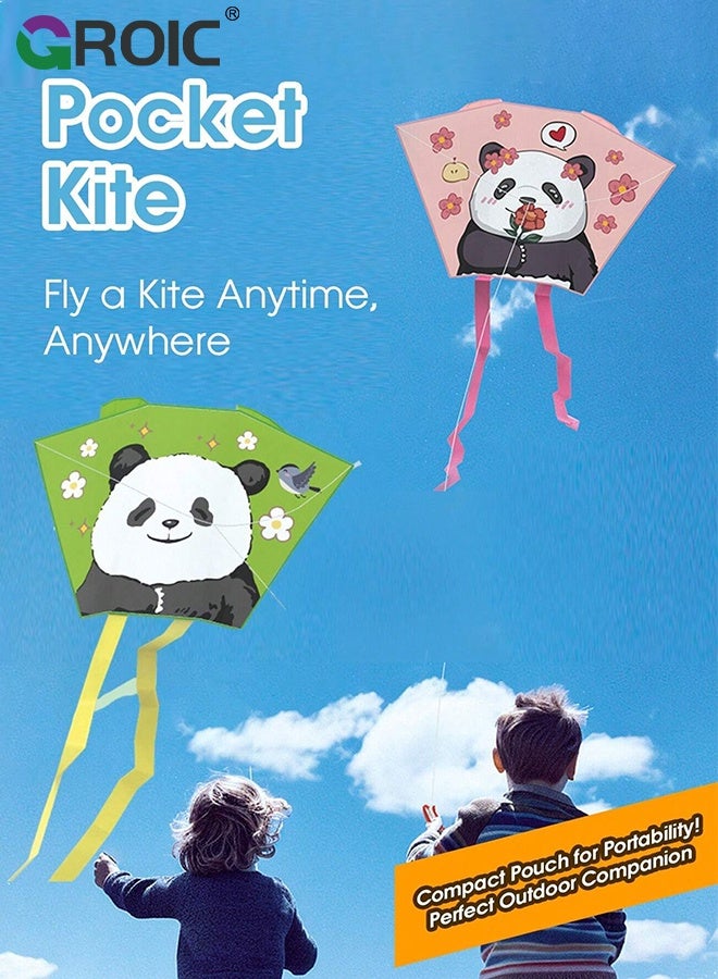 GROIC Easy to Fly Kites for Kids – Cartoon Panda Shape Pocket Flying Kites for Grass, Stable Structure Design, Mini Beach Kites for Beginners, Outdoor Games - Image 2