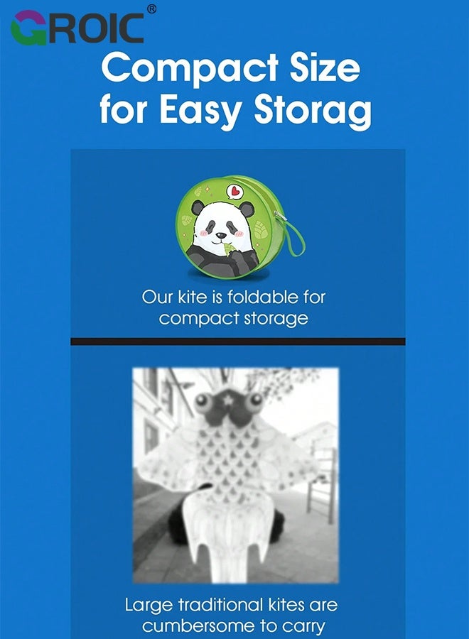 GROIC Easy to Fly Kites for Kids – Cartoon Panda Shape Pocket Flying Kites for Grass, Stable Structure Design, Mini Beach Kites for Beginners, Outdoor Games - Image 5