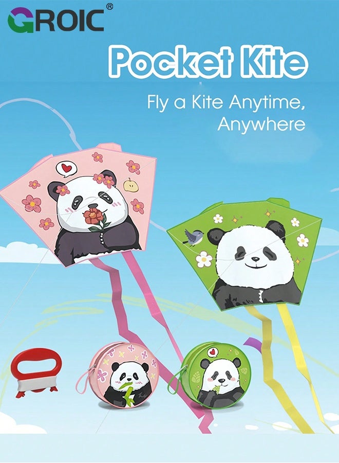 GROIC Easy to Fly Kites for Kids – Cartoon Panda Shape Pocket Flying Kites for Grass, Stable Structure Design, Mini Beach Kites for Beginners, Outdoor Games - Image 3