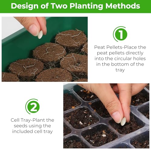 Ourhom Seed Starter Tray with Grow Light, 6pcs Seed Starter Kits with Light and Adjustable Humidity Domes, Covers Height 3.9", Indoor Seedling Starter Plant Germination Trays (Green-Warm White) - Image 5
