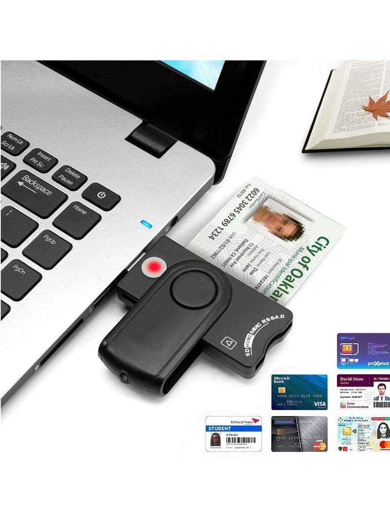 قارئ بطاقات ذكي محمول 4 في 1 - متوافق مع USB2.0 مع CAC/DOD و SD و Micro SD و SIM و MMC لنظامي ويندوز وماك ولينكس - Image 3