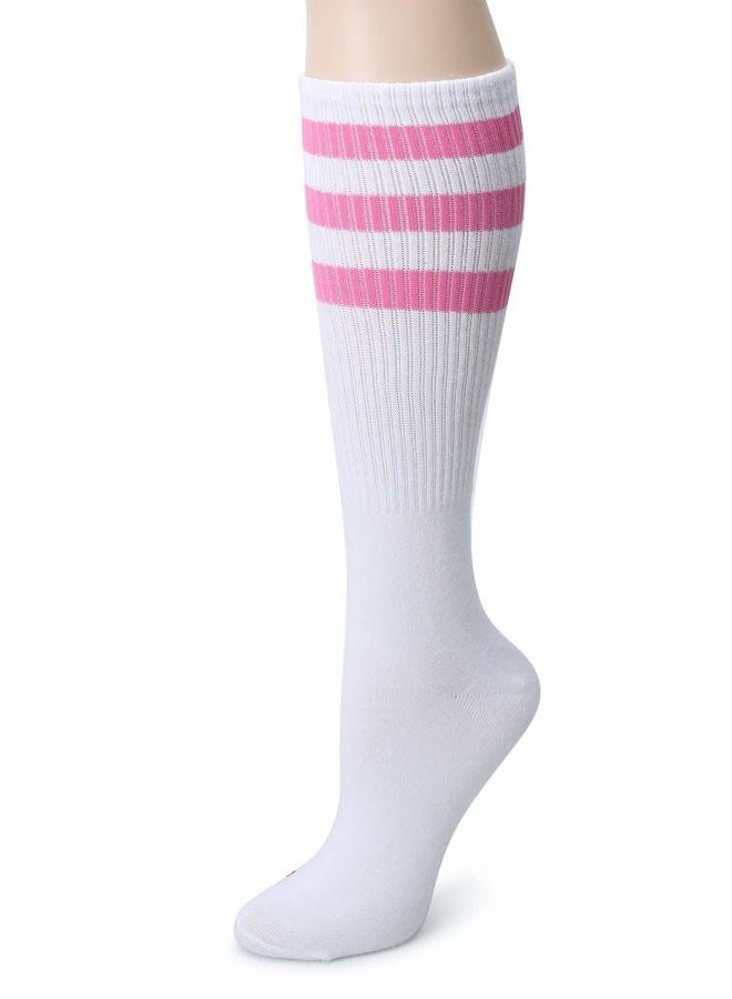 Leotruny Over the Calf Tube Socks (X02-White/Pink) - Image 1