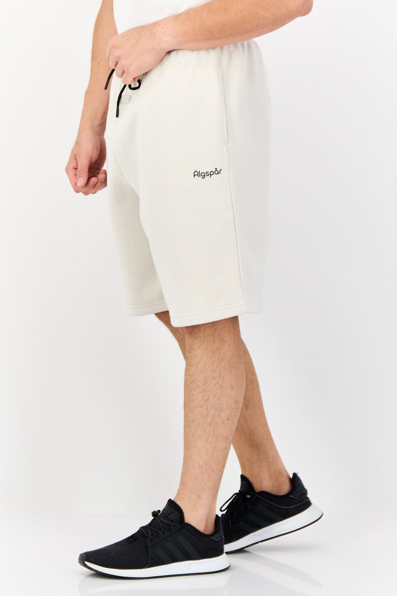 Algspar Men Brand Logo Basic Shorts, Cream - Image 4