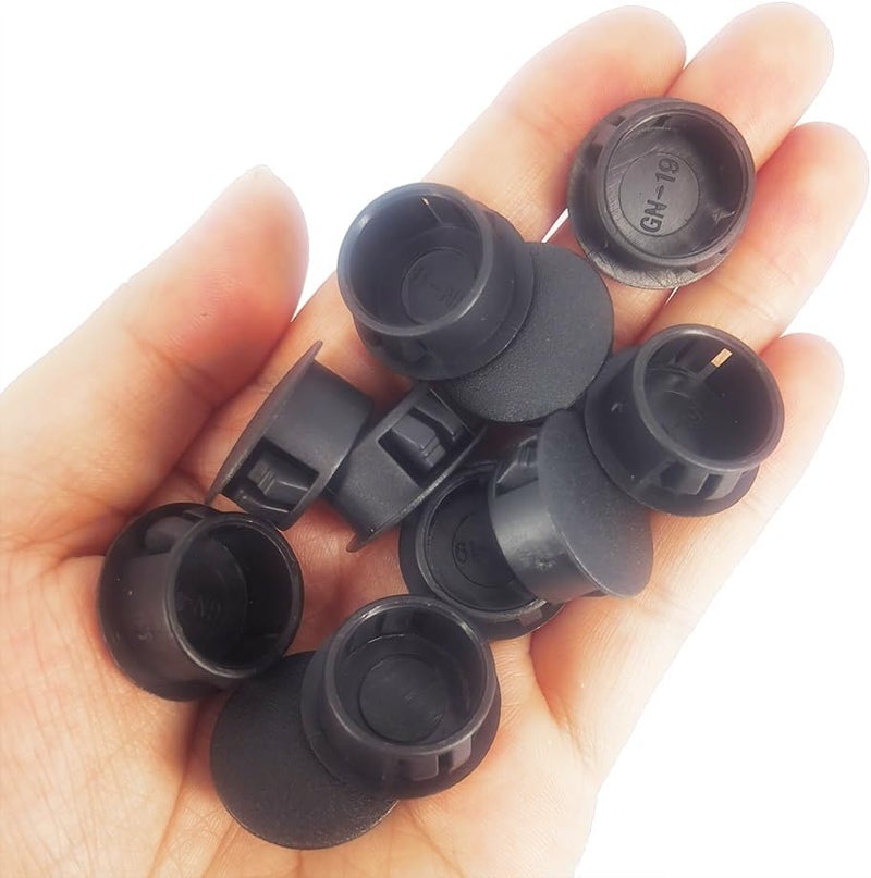 Alamic Hole Plugs 3/4" Plastic Flush Type Hole Plugs for Hole Snap in Locking Hole Tube Screw Caps Drilling Cover Plugs Fastener Covers for Kitchen Cabinet Furniture Black 30 Pack - Black - Image 5