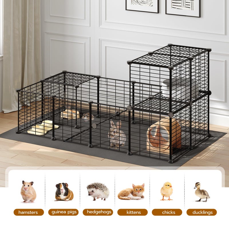 HOOBRO Guinea Pig Cage with Waterproof Mat, 24 Panels Small Animal Playpen, Rabbit Cage, Bunny Cage, Chicken Cage, Pet Playpen, Indoor Outdoor Yard Fence, 57 x 31.5 x 23.6 Inches, Black BK03PP03 - Image 3