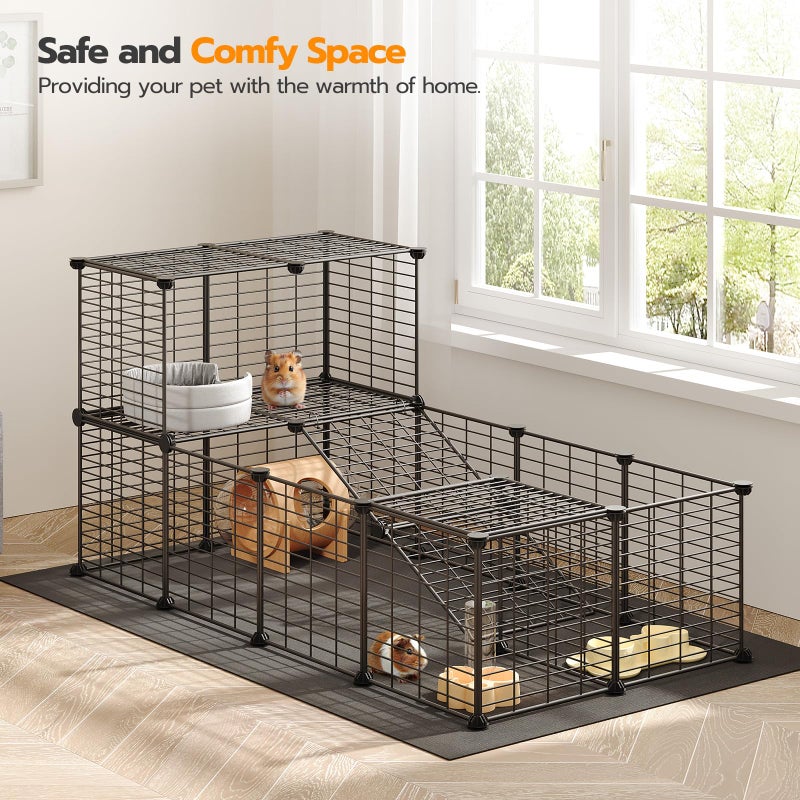HOOBRO Guinea Pig Cage with Waterproof Mat, 24 Panels Small Animal Playpen, Rabbit Cage, Bunny Cage, Chicken Cage, Pet Playpen, Indoor Outdoor Yard Fence, 57 x 31.5 x 23.6 Inches, Black BK03PP03 - Image 4
