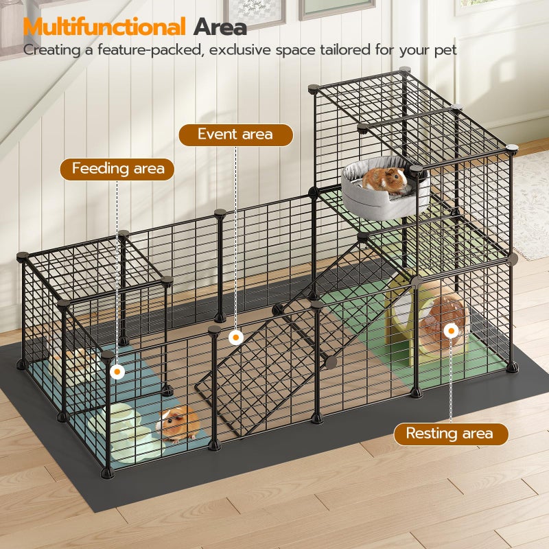 HOOBRO Guinea Pig Cage with Waterproof Mat, 24 Panels Small Animal Playpen, Rabbit Cage, Bunny Cage, Chicken Cage, Pet Playpen, Indoor Outdoor Yard Fence, 57 x 31.5 x 23.6 Inches, Black BK03PP03 - Image 5
